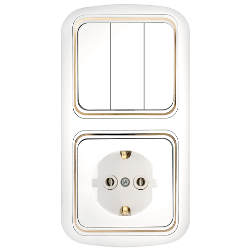 Фотография товара 'Bylectrica Блок 3 выключателя + розетка с заземляющим контактом СУ, серия ГАРМОНИЯ ЛЮКС, 3В-РЦ-499 з'