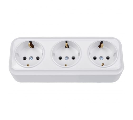 Фотография товара 'Bylectrica Розетка 3-местная ОУ с заземляющим контактом, серия ВАРИАНТ, РА16-0162'