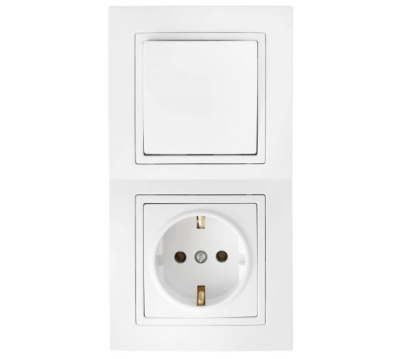 Фотография товара 'Bylectrica Блок 1 выключатель + розетка с заземляющим контактом скрытой установки, серия УЮТ, В-РЦ-729'