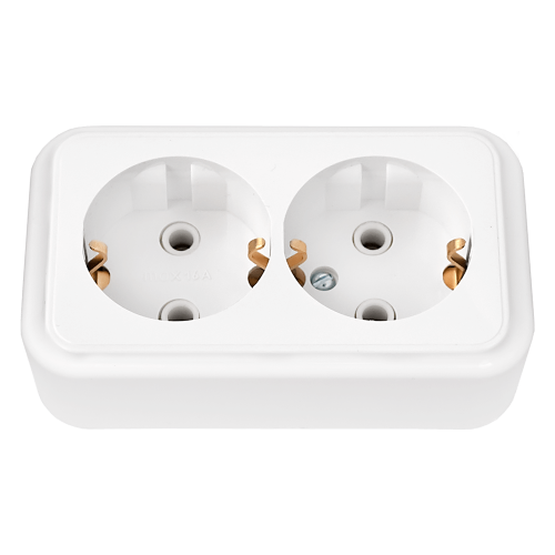 Фотография товара 'Bylectrica Розетка 2-местная ОУ с заземляющим контактом, серия ПРАЛЕСКА, РА16-261'