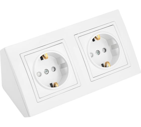 Фотография товара 'Bylectrica Розетка 2-местная угловая ОУ с з/к со шторками, серия УЮТ, РА16-776'