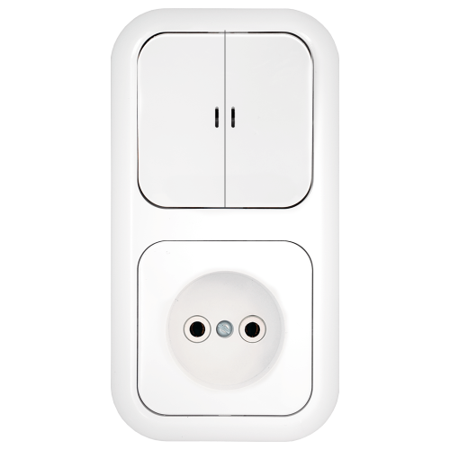 Фотография товара 'Bylectrica Блок 2-х клавишный выключатель + розетка скрытой установки с подсветкой, серия ГАРМОНИЯ, 2В-РЦ-671'