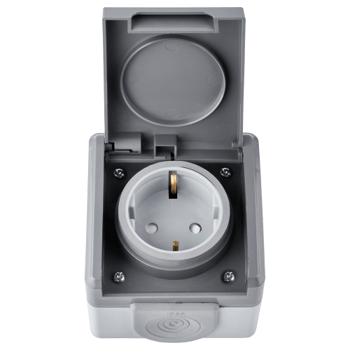 Фотография товара 'Bylectrica Розетка с заземляющим контактом, шторки, IP55, серия ПРАЛЕСКА АКВА, РА16-0152(03)'