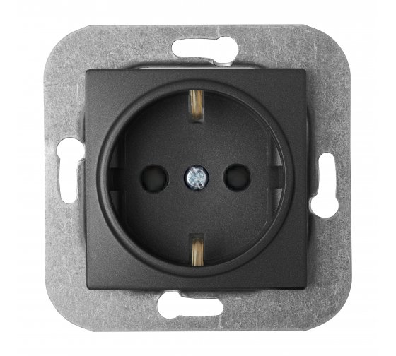 Фотография товара 'Bylectrica Механизм розетки с заземляющим контактом со шторками, серия УЮТ, РС16-532 графит'