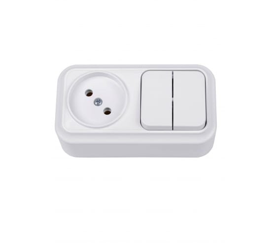 Фотография товара 'Bylectrica Блок 2 выключателя + розетка ОУ, серия ВАРИАНТ, 2В-РЦ-7121'