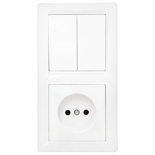 Фотография товара 'Bylectrica Блок (2 выключателя + розетка) СУ, серия СТИЛЬ, 2В-РЦ-687'