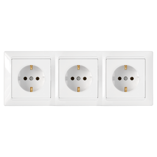 Фотография товара 'Bylectrica Розетка 3-местная СУ с заземляющим контактом на шинах, серия СТИЛЬ, РС16-354'