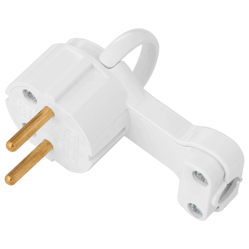 Фотография товара 'Bylectrica Вилка угловая плоская с кольцом без заземляющего контакта 6А, В6-060'