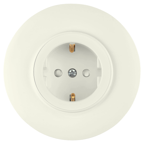 Фотография товара 'Bylectrica Розетка 1-местная СУ с заземляющим контактом со шторкой. (92 мм), серия ПРОВАНС круг, РС16-0406 бежевый'