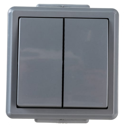 Фотография товара 'Bylectrica Выключатель 2-клавишный IP55, серия ПРАЛЕСКА АКВА, А510-2132(03)'