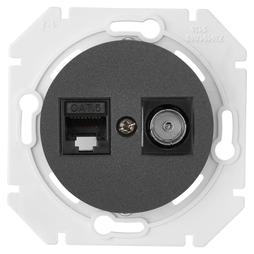 Фотография товара 'Bylectrica Механизм компьютерной розетки +ТВ, СУ, серия ПРОВАНС, ТК-6351 графит'