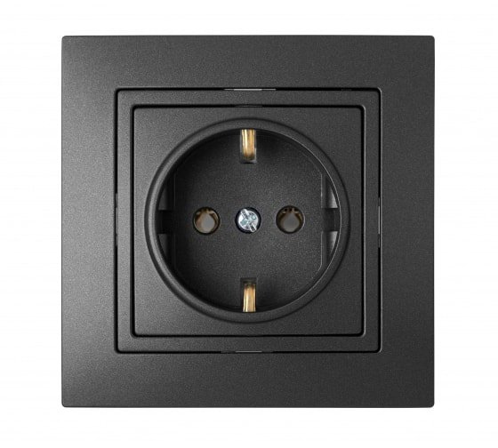 Фотография товара 'Bylectrica Розетка 1-местная СУ с заземляющим контактом, серия УЮТ, РС16-339 графит'