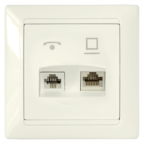 Фотография товара 'Bylectrica Розетка комбинированная оконечная (комп+тел), серия СТИЛЬ, ТРК-003 бежевый'