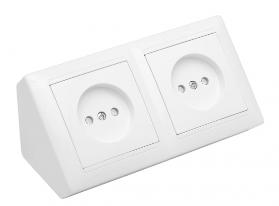 Фотография товара 'Bylectrica Блок угловой 2-ух местной розетки со шторкой, серия СТИЛЬ, РА16-755'