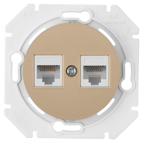 Фотография товара 'Bylectrica Механизм компьютерной розетки 2-местной кат 6е, СУ, серия ПРОВАНС, РК216-6312 шампань'