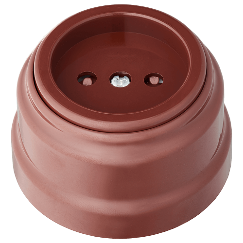 Фотография товара 'Bylectrica Розетка 1-местная без заземляющего контакта со шторками 16А ОУ, серия РЕТРО, РА16-0205 коричневый'