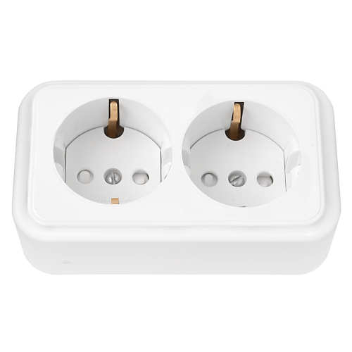 Фотография товара 'Bylectrica Розетка 2-местная ОУ с заземляющим контактом со шторкой, серия ПРАЛЕСКА, РА16-274'