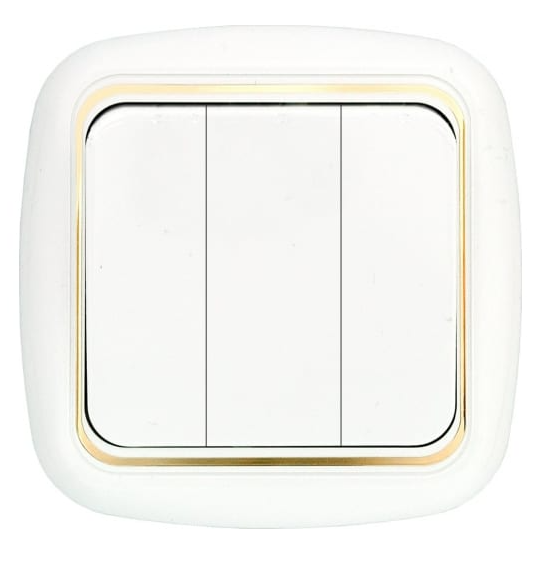 Фотография товара 'Bylectrica Выключатель 3-клавишная, скрытая установка 10А, серия ГАРМОНИЯ ЛЮКС, С056-170 з'