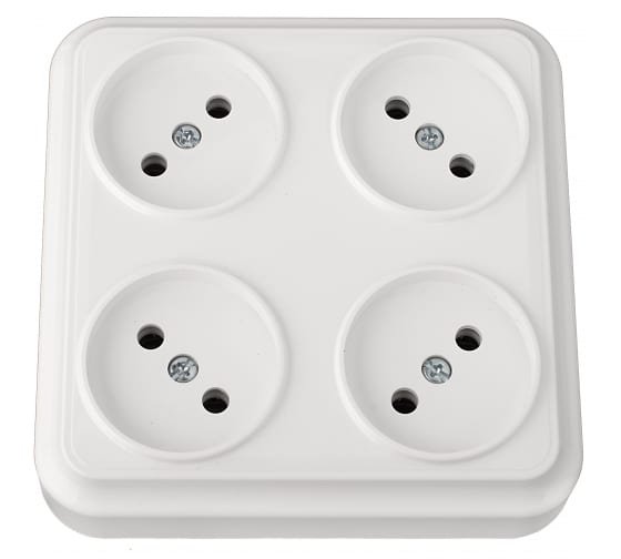 Фотография товара 'Bylectrica Розетка 4-местная ОУ, квадратная, серия ВАРИАНТ, РА16-0191'