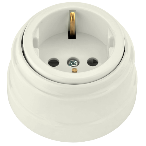 Фотография товара 'Bylectrica Розетка 1-местная с заземляющим контактом 16А ОУ, серия РЕТРО, РА16-0202 бежевый'