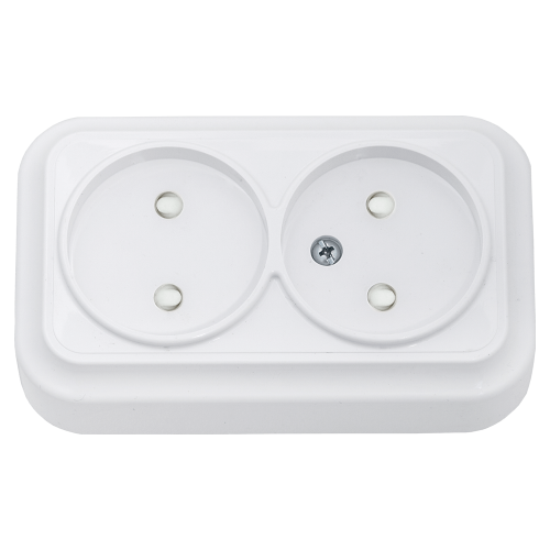 Фотография товара 'Bylectrica Розетка 2-местная ОУ со шторкой, серия ВАРИАНТ, РА16-0145'