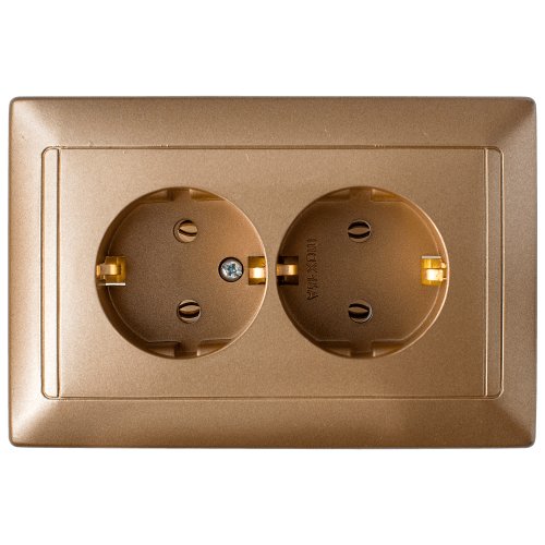 Фотография товара 'Bylectrica Розетка 2-местная СУ с заземляющим контактом, серия СТИЛЬ, РС16-313 бронза'
