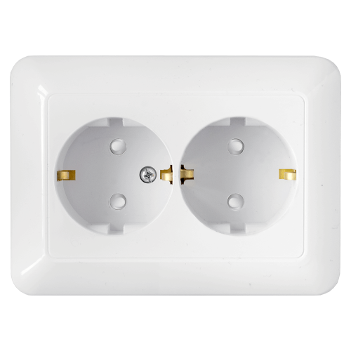 Фотография товара 'Bylectrica Розетка 2-местная СУ с заземляющим контактом со шторкой, серия ПАРИТЕТ, РС16-384'