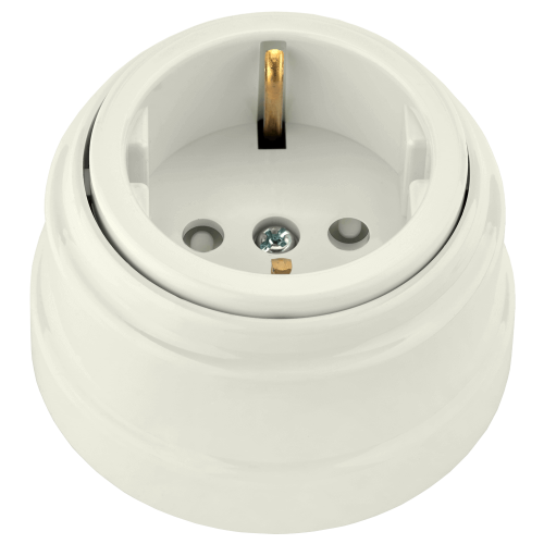 Фотография товара 'Bylectrica Розетка 1-местная с заземляющим контактом со шторками 16А ОУ, серия РЕТРО, РА16-0206 бежевый'