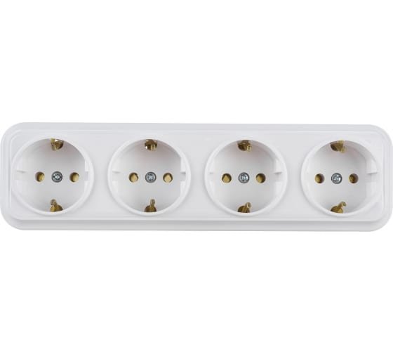 Фотография товара 'Bylectrica Розетка 4-местная ОУ с заземляющим контактом , серия ВАРИАНТ, РА16-0182'