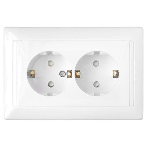 Фотография товара 'Bylectrica Розетка 2-местная СУ с заземляющим контактом со шторкой, серия СТИЛЬ, РС16-351'