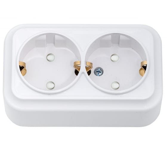 Фотография товара 'Bylectrica Розетка 2-местная ОУ с заземляющим контактом со шторкой, серия ВАРИАНТ, РА16-0146'