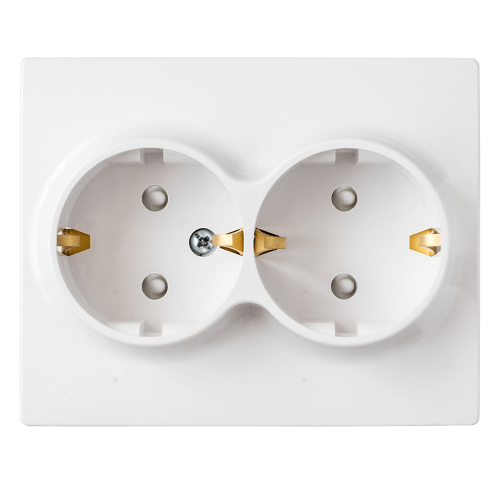 Фотография товара 'Bylectrica Розетка 2-местная СУ с заземляющим контактом со шторками, серия МАСТЕР, РС16-0046'