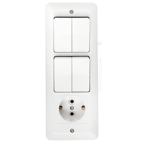 Фотография товара 'Bylectrica Блок 4 выключателя + розетка СУ, серия ПАРИТЕТ, 4В-РЦ-704'