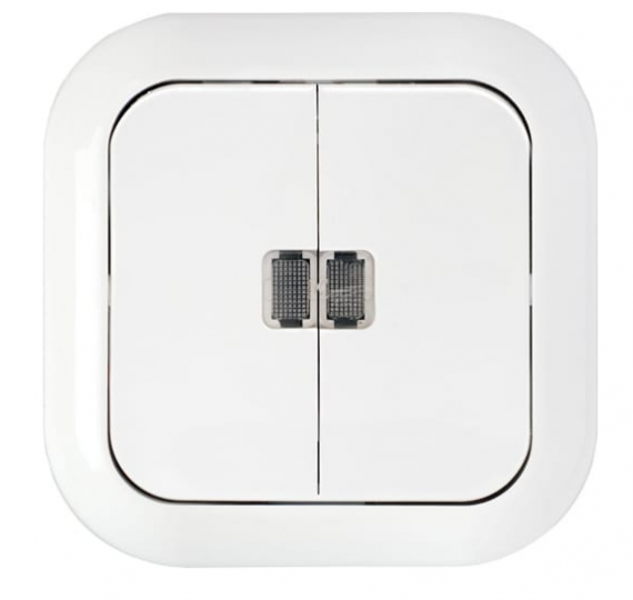 Фотография товара 'Bylectrica Выключатель 2-клавишный СУ подсветкой, серия ГАРМОНИЯ, С510-233'