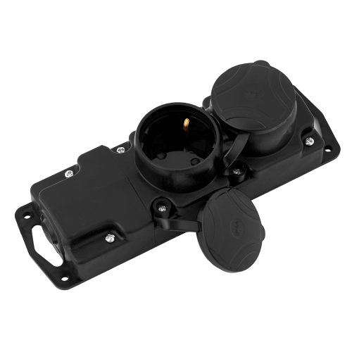 Фотография товара 'Bylectrica Переносная розетка 2-местная штепсельная с заземляющими контактами, защитные шторки каучук IP44, Р16-764'