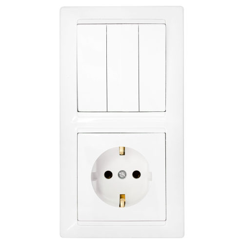 Фотография товара 'Bylectrica Блок (3 выключателя + розетка с заземляющим контактом) СУ, серия СТИЛЬ, 3В-РЦ-695'