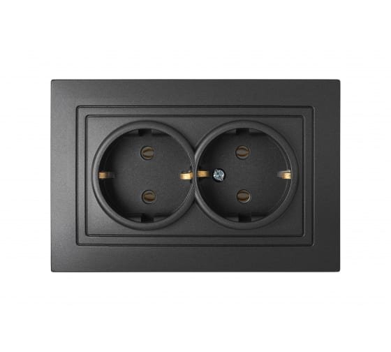 Фотография товара 'Bylectrica Розетка 2-местная СУ с заземляющим контактом, серия УЮТ, РС16-348 графит'
