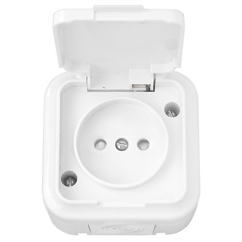 Фотография товара 'Bylectrica Розетка 1-местная ОУ со шторкой IP54, серия ПРАЛЕСКА АКВА, РА16-096'