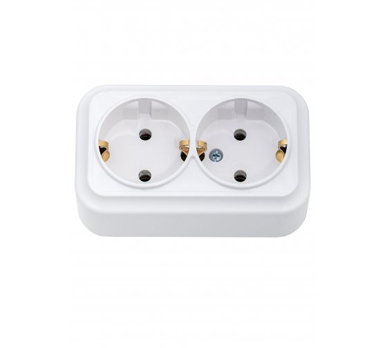 Фотография товара 'Bylectrica Розетка 2-местная ОУ с заземляющим контактом, серия ВАРИАНТ, РА16-0142'