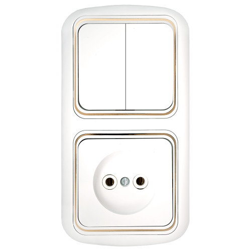 Фотография товара 'Bylectrica Блок 2 выключателя + розетка СУ, серия ГАРМОНИЯ ЛЮКС, 2В-РЦ-535 з'