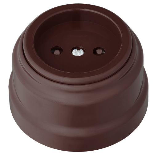 Фотография товара 'Bylectrica Розетка 1-местная без заземляющего контакта со шторками 16А ОУ, серия РЕТРО, РА16-0205 шоколад'