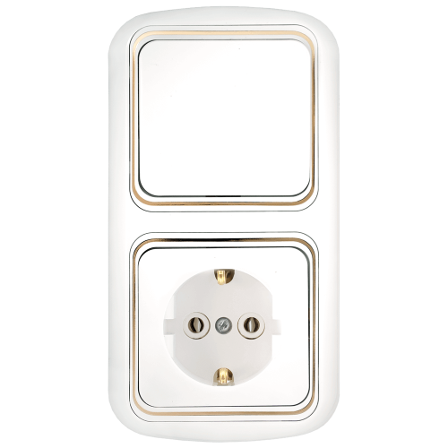 Фотография товара 'Bylectrica Блок 1 выключатель + розетка с заземляющим контактом скрытой установки, серия ГАРМОНИЯ ЛЮКС,В-РЦ-495 з'