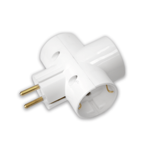 Фотография товара 'Bylectrica Разветвитель трехместный (крест) с заземляющим контактом, РВ16-377'