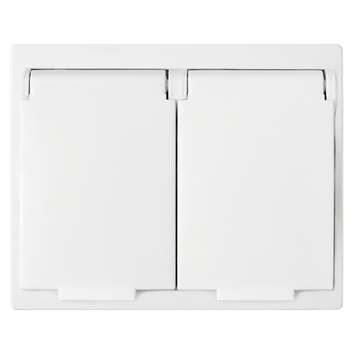 Фотография товара 'Bylectrica Розетка 2-местная СУ с заземляющим контактом со шторками IP44, серия МАСТЕР, РС16-0048'