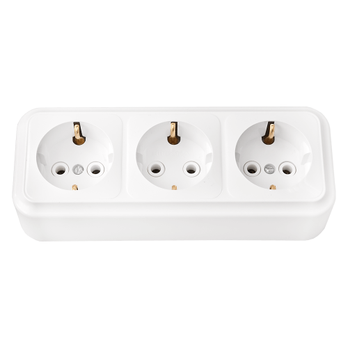 Фотография товара 'Bylectrica Розетка 3-местная ОУ с заземляющим контактом, серия ПРАЛЕСКА, РА16-265'