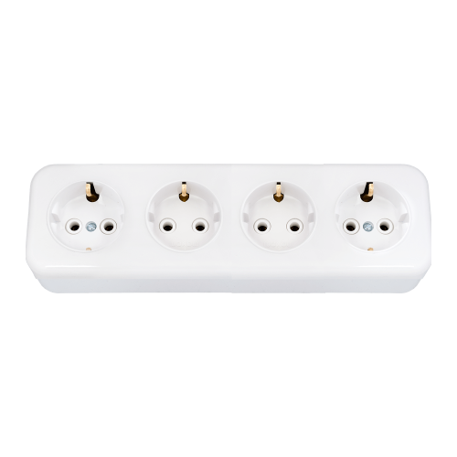 Фотография товара 'Bylectrica 4-местная розетка открытой установки с заземляющим контактом, РА16-245'