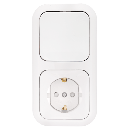 Фотография товара 'Bylectrica Блок 1 выключатель + розетка с заземляющим контактом со шторкой скрытой установки, В-РЦ-553'