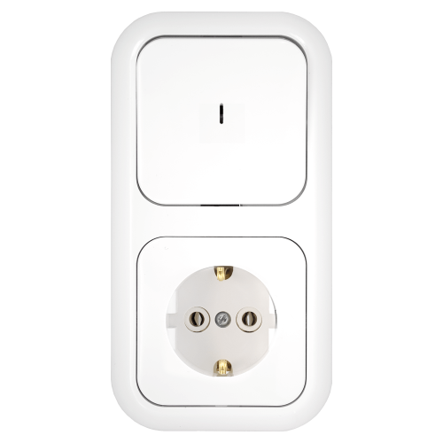 Фотография товара 'Bylectrica Блок 1 выключатель + розетка с заземляющим контактом скрытой установки с подсветкой, серия ГАРМОНИЯ, В-РЦ-673'