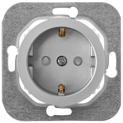 Фотография товара 'Bylectrica Механизм розетки 1-местной СУ с заземляющим контактом со шторкой, серия ПРОВАНС, РС16-1406 серебро'