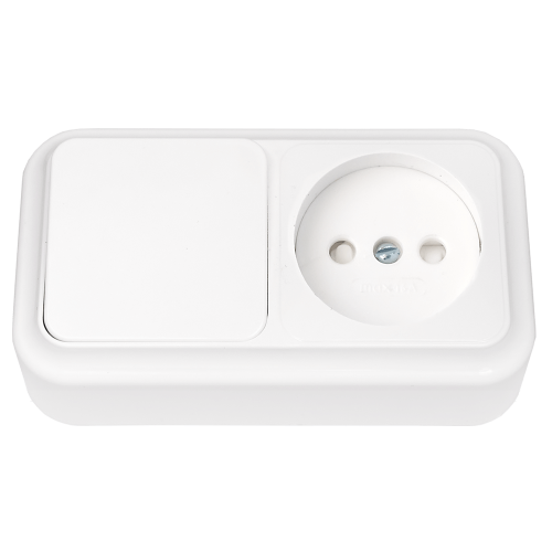 Фотография товара 'Bylectrica Блок 1 выключатель + розетка ОУ со шторкой, серия ПРАЛЕСКА, В-РЦ-571'